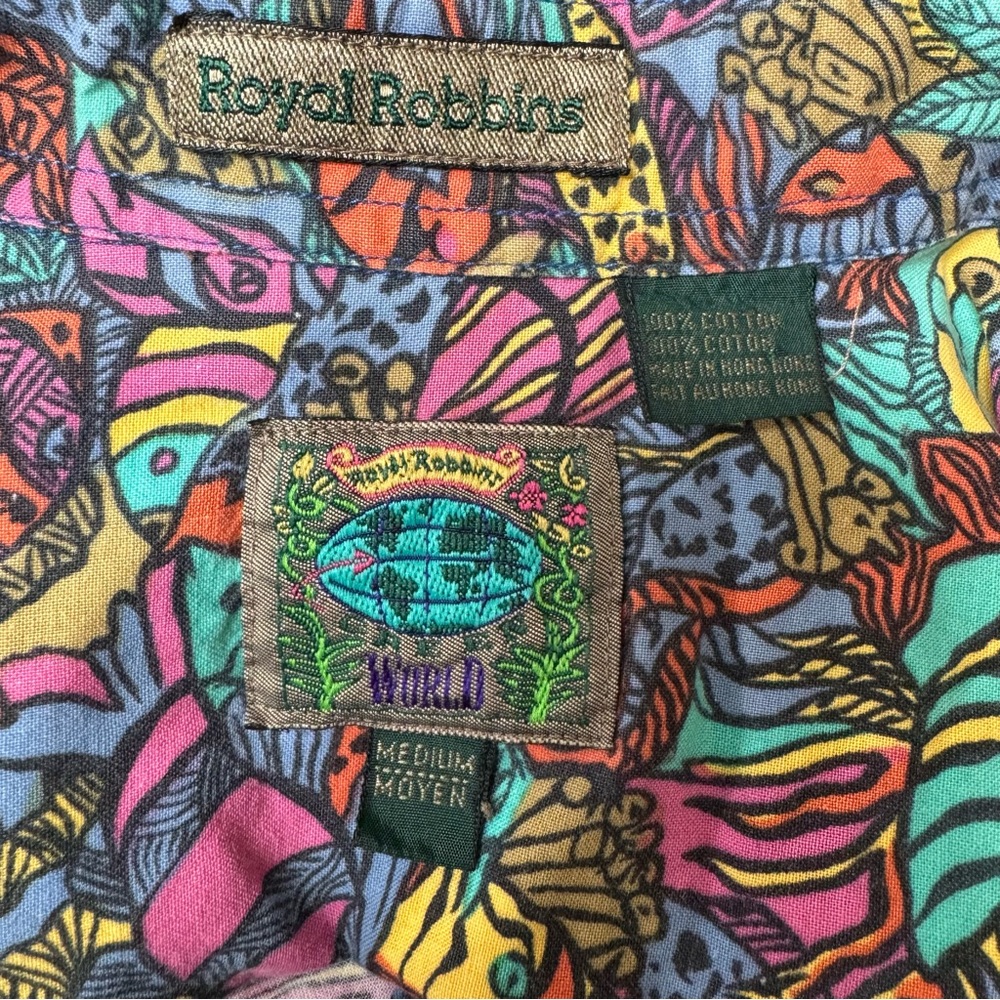 Vintage Royal Robbins World 90s Abstract Tropical Fish Button Down Shirt - Picture 9 of 10